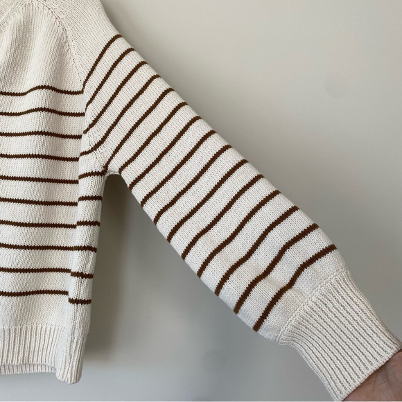 Sezane Leontine Jumper Sweater in Ecru Camel Stripe Size XS - Picture 5 of 13
